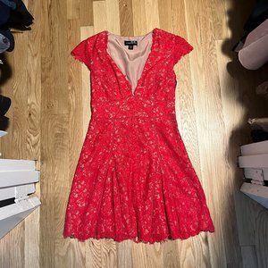 Cute lace red dress - v neck